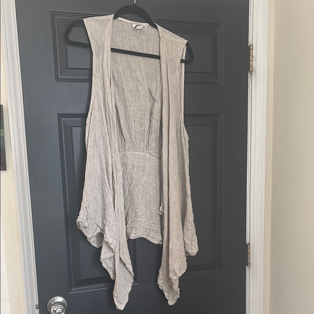 Light oatmeal Sleeveless Drape Vest